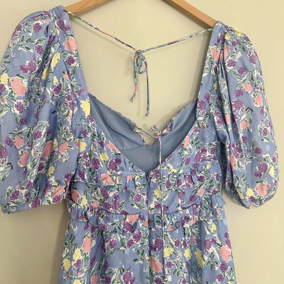 For Love & Lemons Charlene Puff Sleeve Floral Mini Dress Boho Cottagecore - XS - Picture 8 of 8